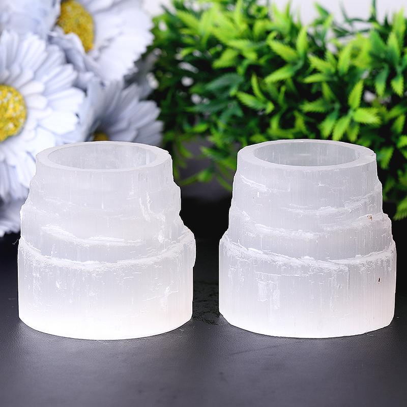 2.5" Selenite Tower Shape Candle Holder Bulk Best Crystal Wholesalers