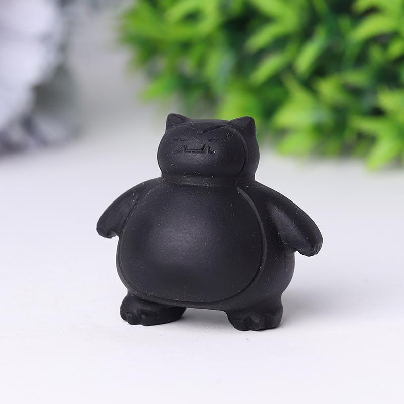 1.8" Black Obsidian Snorlax Crystal Carvings Cartoon Bulk Best Crystal Wholesalers