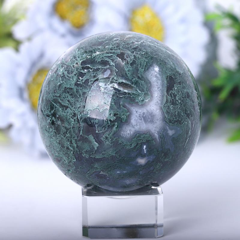 2.0"-4.5" Moss Agate Sphere Best Crystal Wholesalers