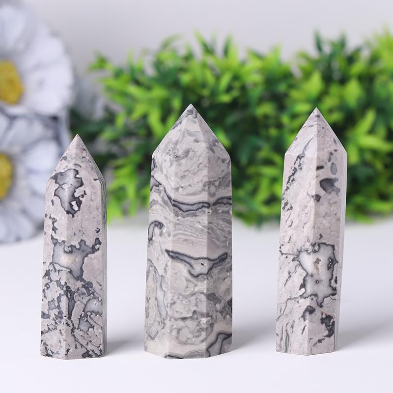 Wholesale Natural Picasso Jasper Point Crystal Tower Healing Stone for Feng Shui Decoration Best Crystal Wholesalers