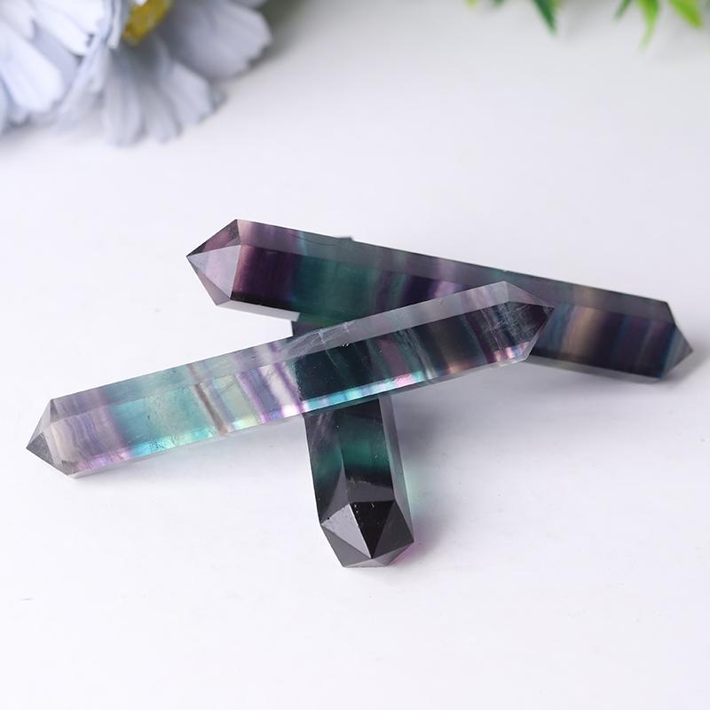 4" High Quality Rainbow Fluorite Double Terminated Towers Points Bulk for Healing Best Crystal Wholesalers