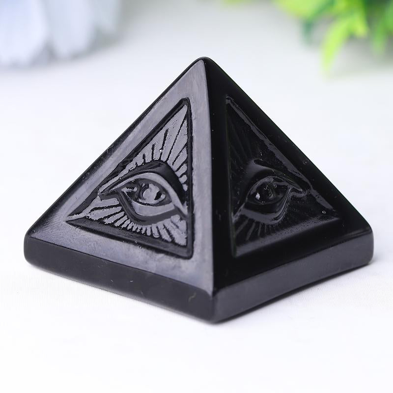 1.6" Black Obsidian Pyramid Crystal Carvings Best Crystal Wholesalers