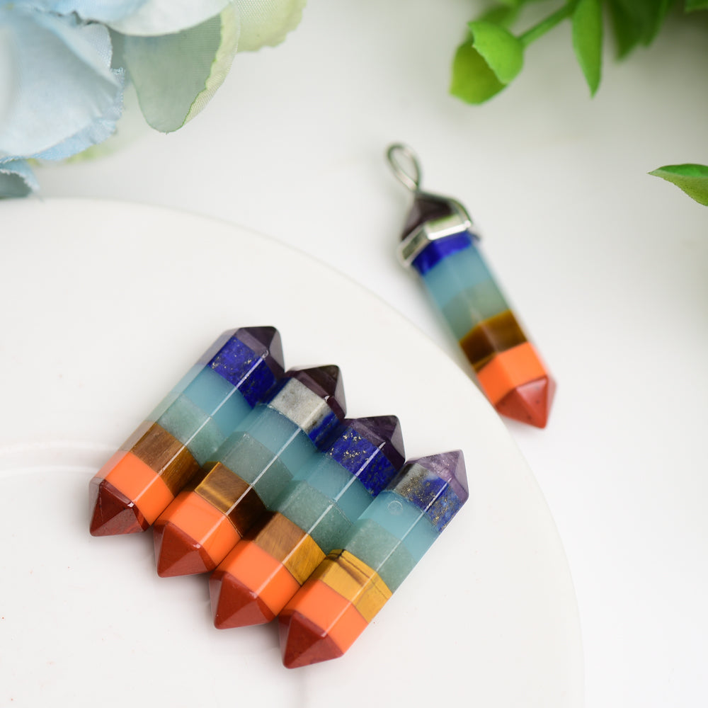 1.2" Mini Chakra DT Points Mini Crystal Pendant Bulk Best Crystal Wholesalers