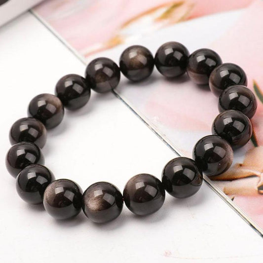 12mm Silver Obsidian Bracelet Best Crystal Wholesalers