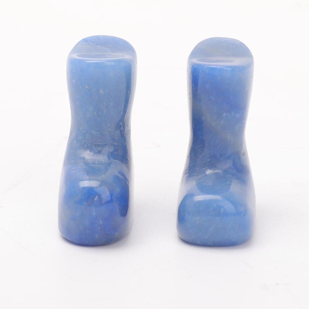 1.5" Set of 2 Blue Aventurine Boots Carvings for Christams Decor