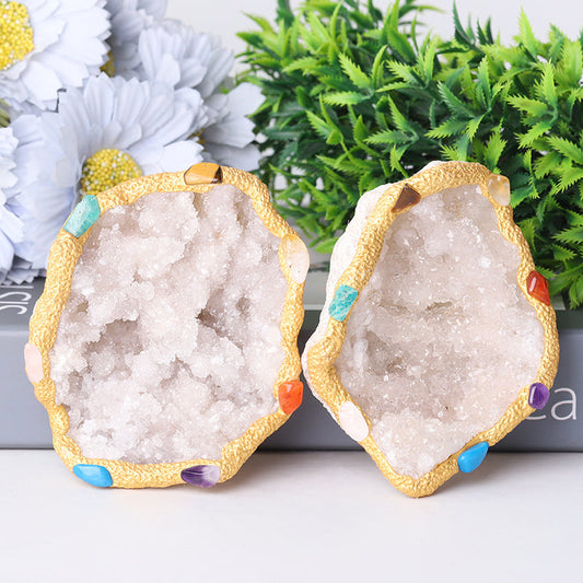 4" Druzy Clear Quartz Chakra Bowl Free Form Bulk Best Crystal Wholesalers