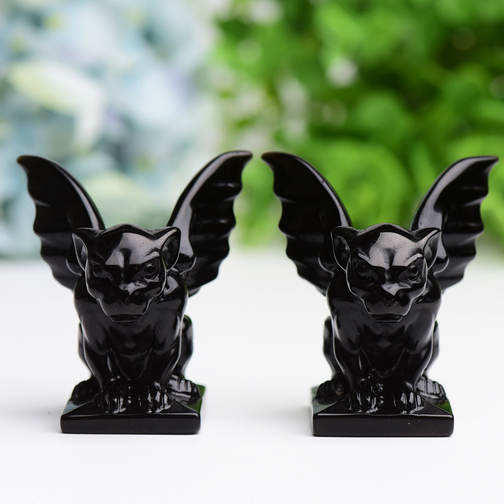 2.2" Black Obsidian Gargoyle Crystal Carving Cartoon Bulk Best Crystal Wholesalers