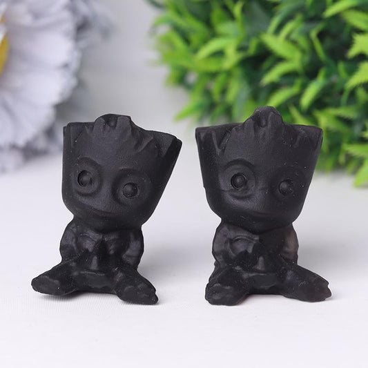 Black Obsidian Groot Crystal Carvings Cartoon Bulk Best Crystal Wholesalers