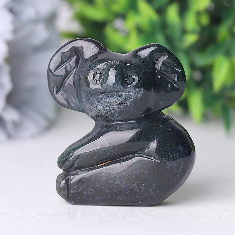 2" Moss Agate Koala Crystal Carving Animal Bulk Best Crystal Wholesalers