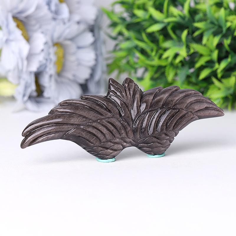 5.2" Silver Obsidian Wing Carving Best Crystal Wholesalers