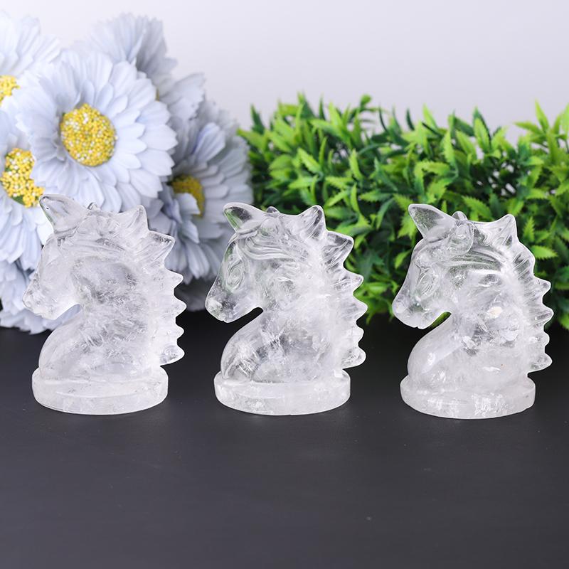 3" Clear Quartz Unicorn Crystal Carvings Animal Bulk Best Crystal Wholesalers