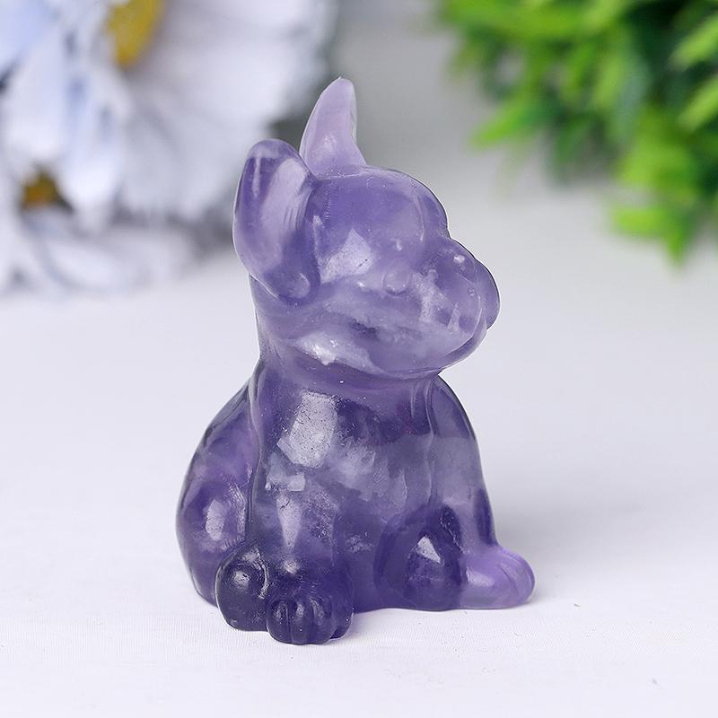 2.5" Wholesale High Quality Fluorite French Bulldog Carving Crystal Dog For Home Decor Animal Bulk Best Crystal Wholesalers