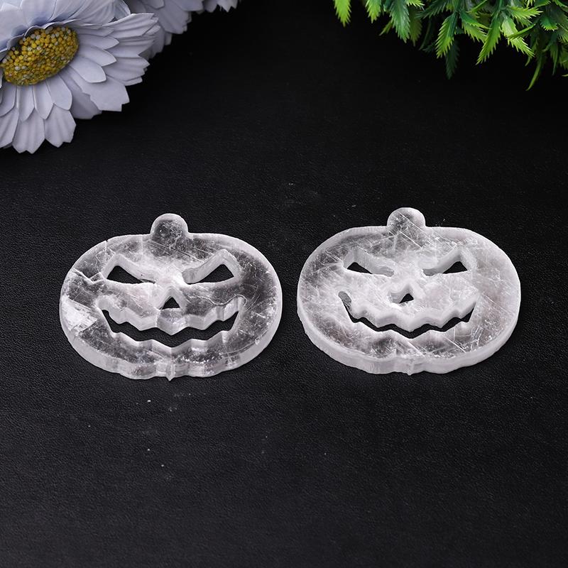 2.5" Selenite Pumpkin Face Hand Carving Halloween Gift Best Crystal Wholesalers