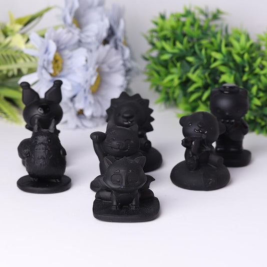 2" Black Obsidian Crystal Carvings Cartoon Bulk Best Crystal Wholesalers