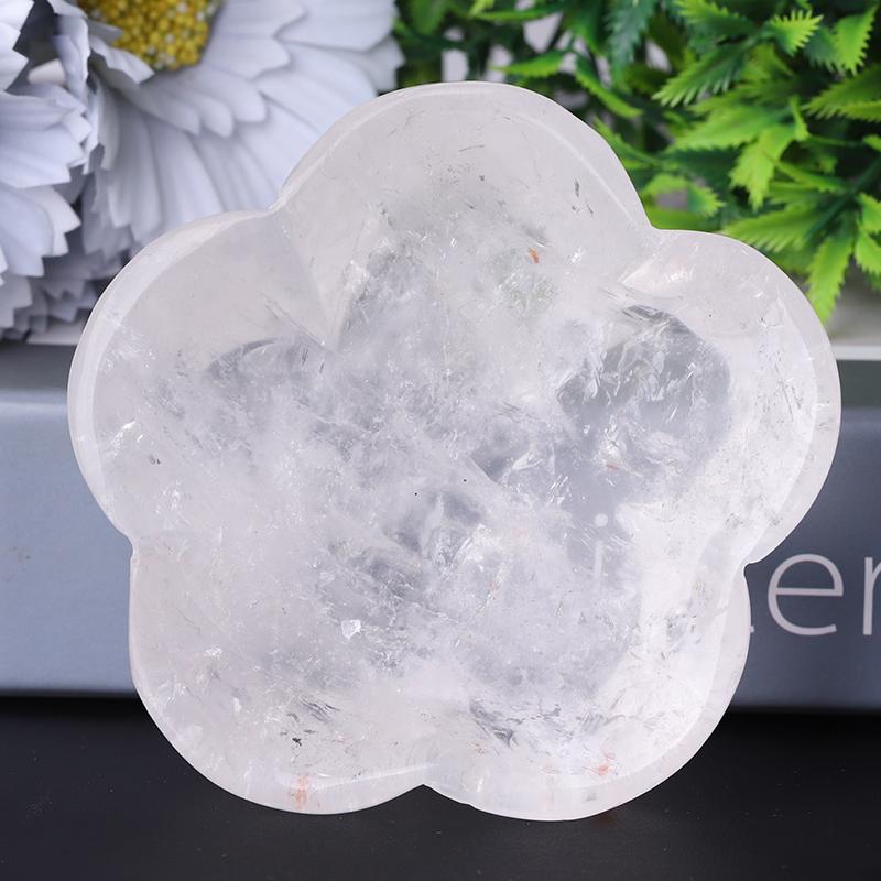 3.5" Clear Quartz Flower Shape Bowls Crystal Carvings Plants Bulk Best Crystal Wholesalers