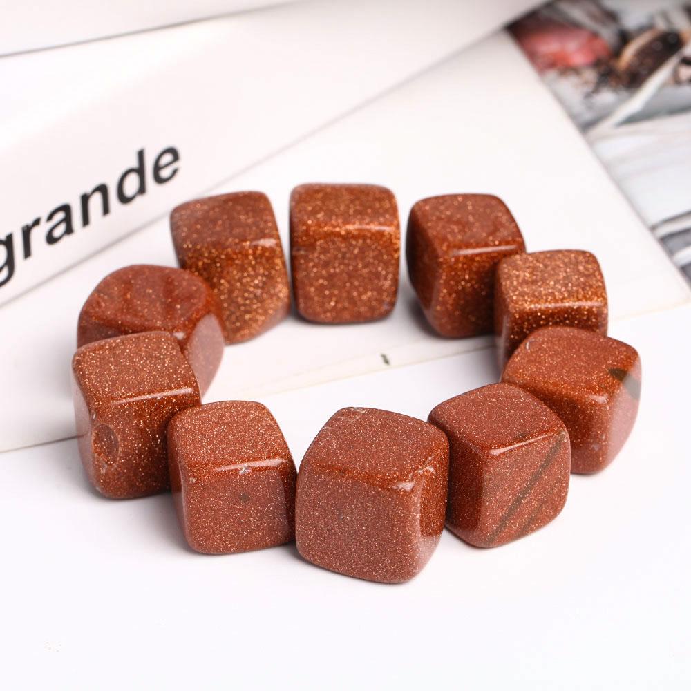 0.1kg Gold Sand Stone Crystal Cubes bulk tumbled stone Best Crystal Wholesalers