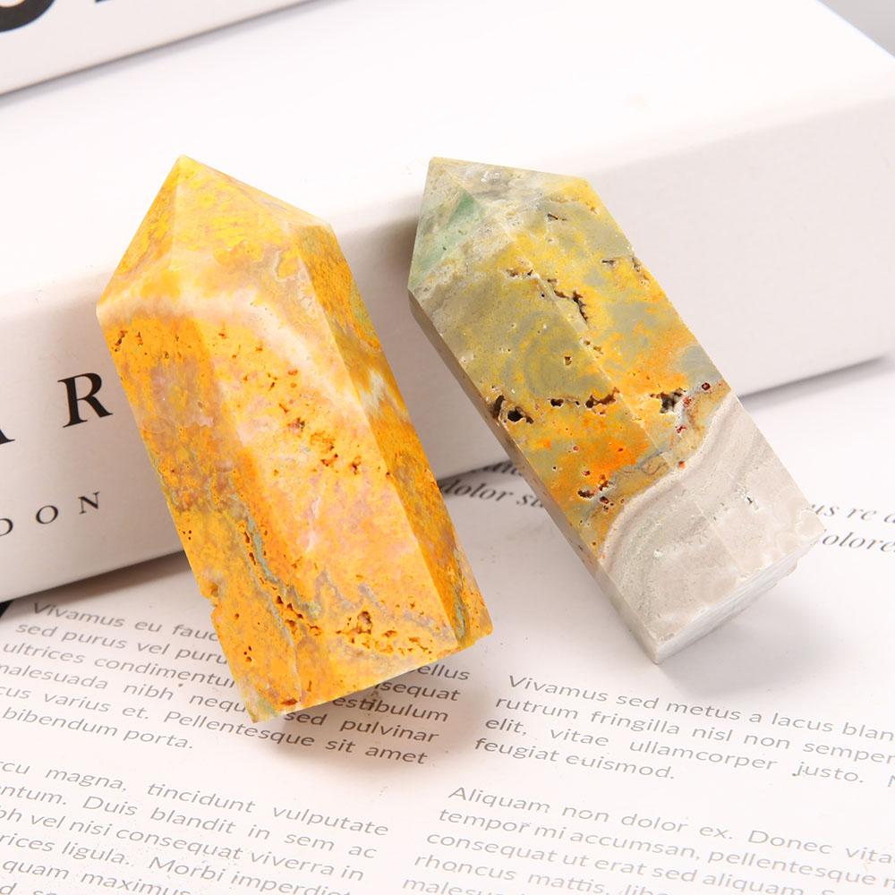 Set of 2 Bumble Bee Jasper Towers Points Bulk Best Crystal Wholesalers