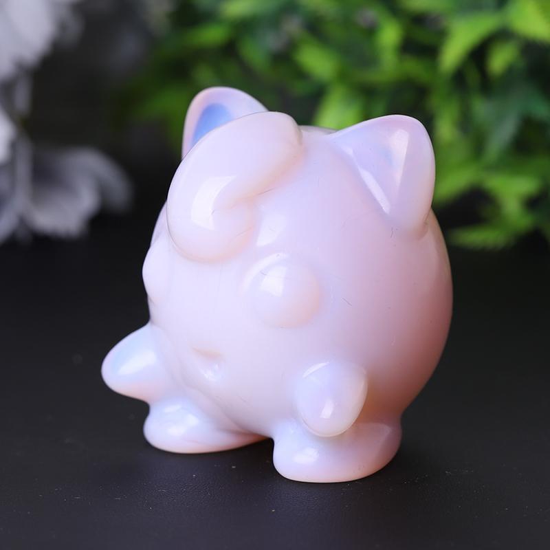 2" Pink Opalite Jigglypuff Carving Figurine Healing Decoration Cartoon Bulk Best Crystal Wholesalers