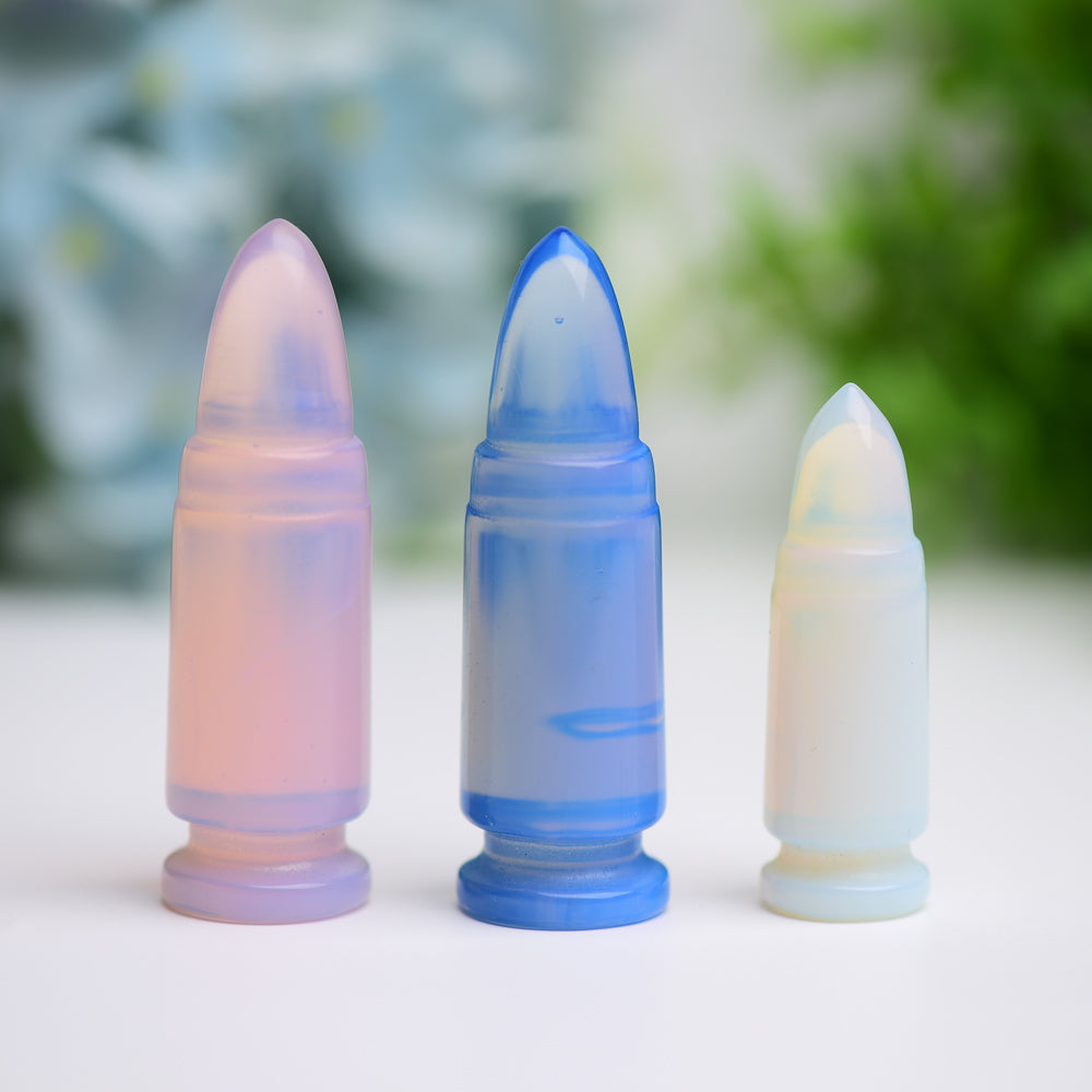 2.0"-2.7" Blue Pink Opalite Bullet Crystal Carving Model Bulk Best Crystal Wholesalers