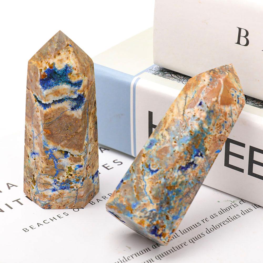 Set of 2 Azurite Towers Points Bulk Best Crystal Wholesalers