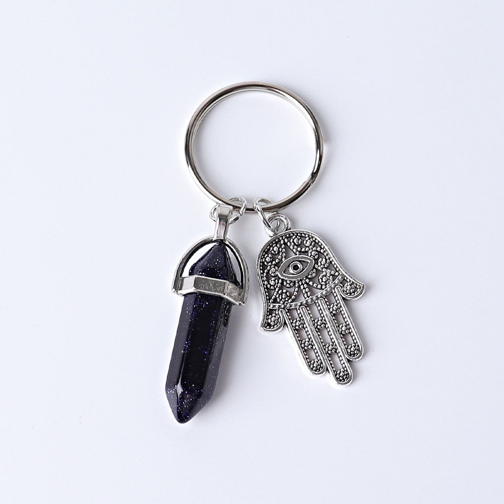 2.5“ Double Terminated Point with Devil's Eye Hand Key Chain for DIY Best Crystal Wholesalers