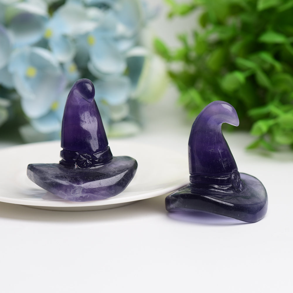 2.0" Fluorite Witch's Hat for Halloween Carvings Cartoon Model Bulk Best Crystal Wholesalers