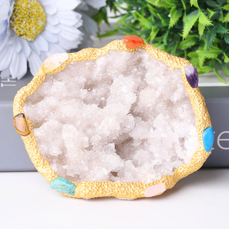 4" Druzy Clear Quartz Chakra Bowl Free Form Bulk Best Crystal Wholesalers