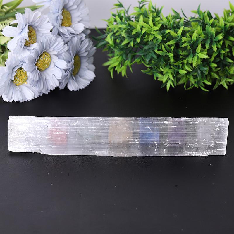 9" Chakra Selenite Stick with Crystal Raw Stone Bulk Best Crystal Wholesalers