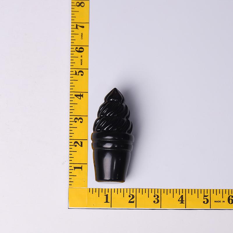 4" Black Obsidian Ice Cream Crystal Carvings Model Bulk Best Crystal Wholesalers