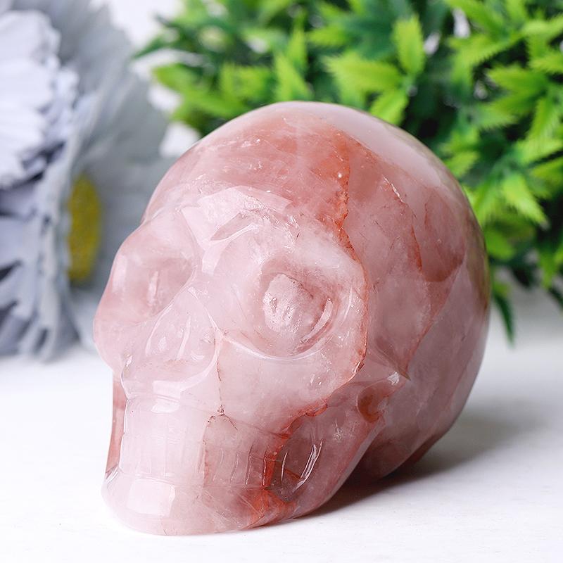 3.5" Fire Quartz Skull Crystal Carvings Best Crystal Wholesalers