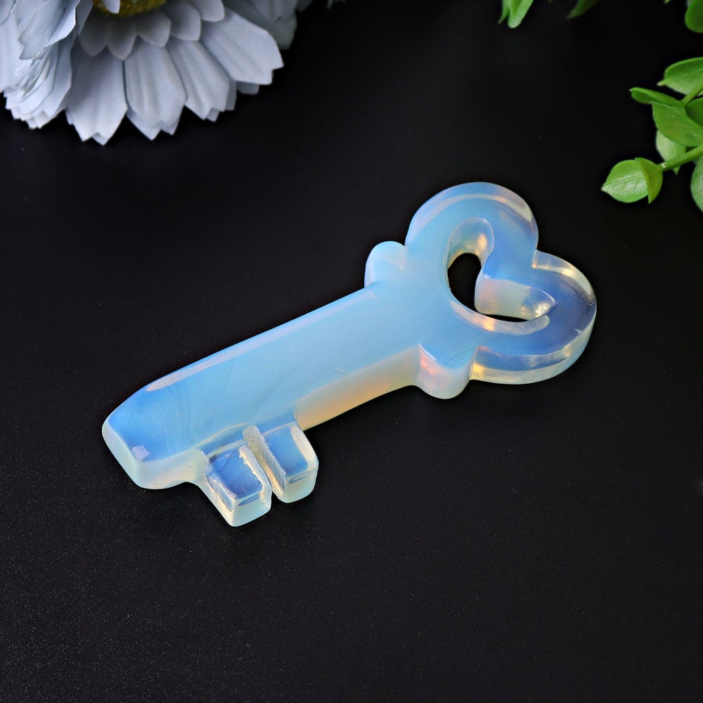 3.5" Opalite Heart Key Crystal Carvings Model Bulk Best Crystal Wholesalers