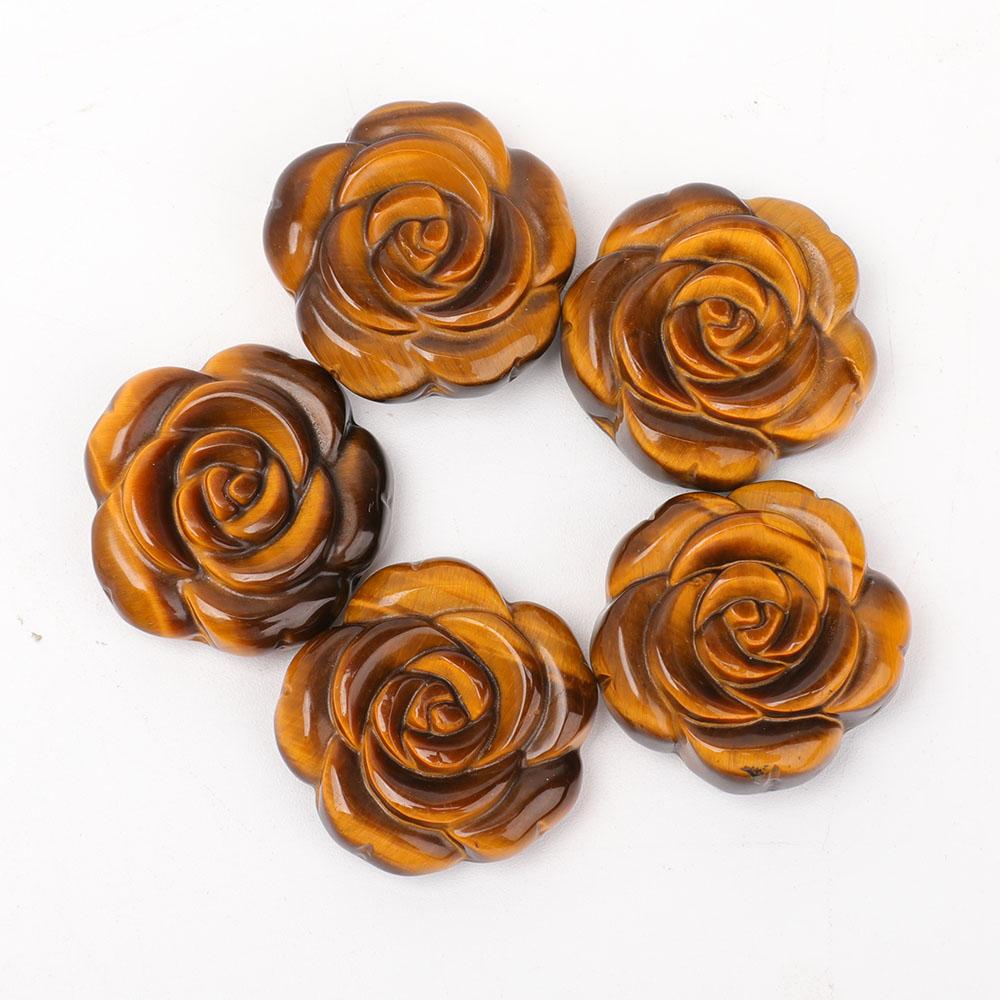 Undrilled Tiger Eye Rose Shape Pendants Best Crystal Wholesalers