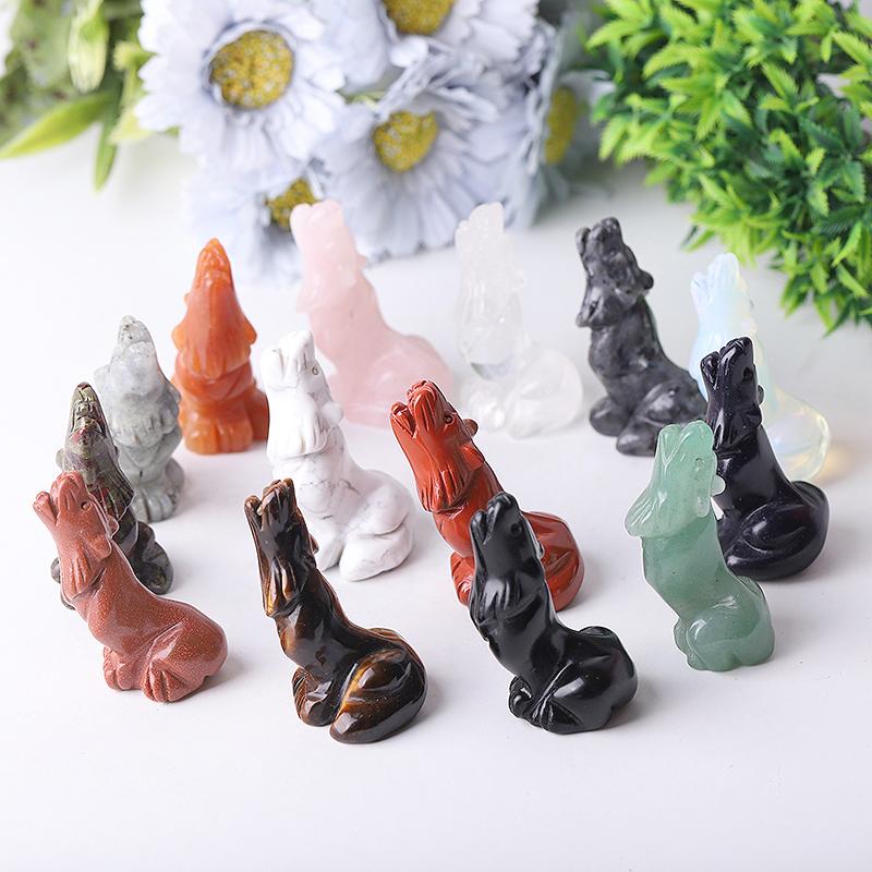 2.5" Wolf Crystal Carvings Animal Bulk Best Crystal Wholesalers