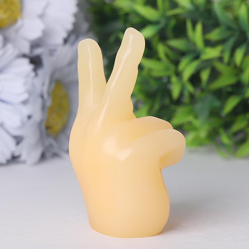 3" Yellow Jade Victory Hand Crystal Carvings Model BulkBest Crystal Wholesalers