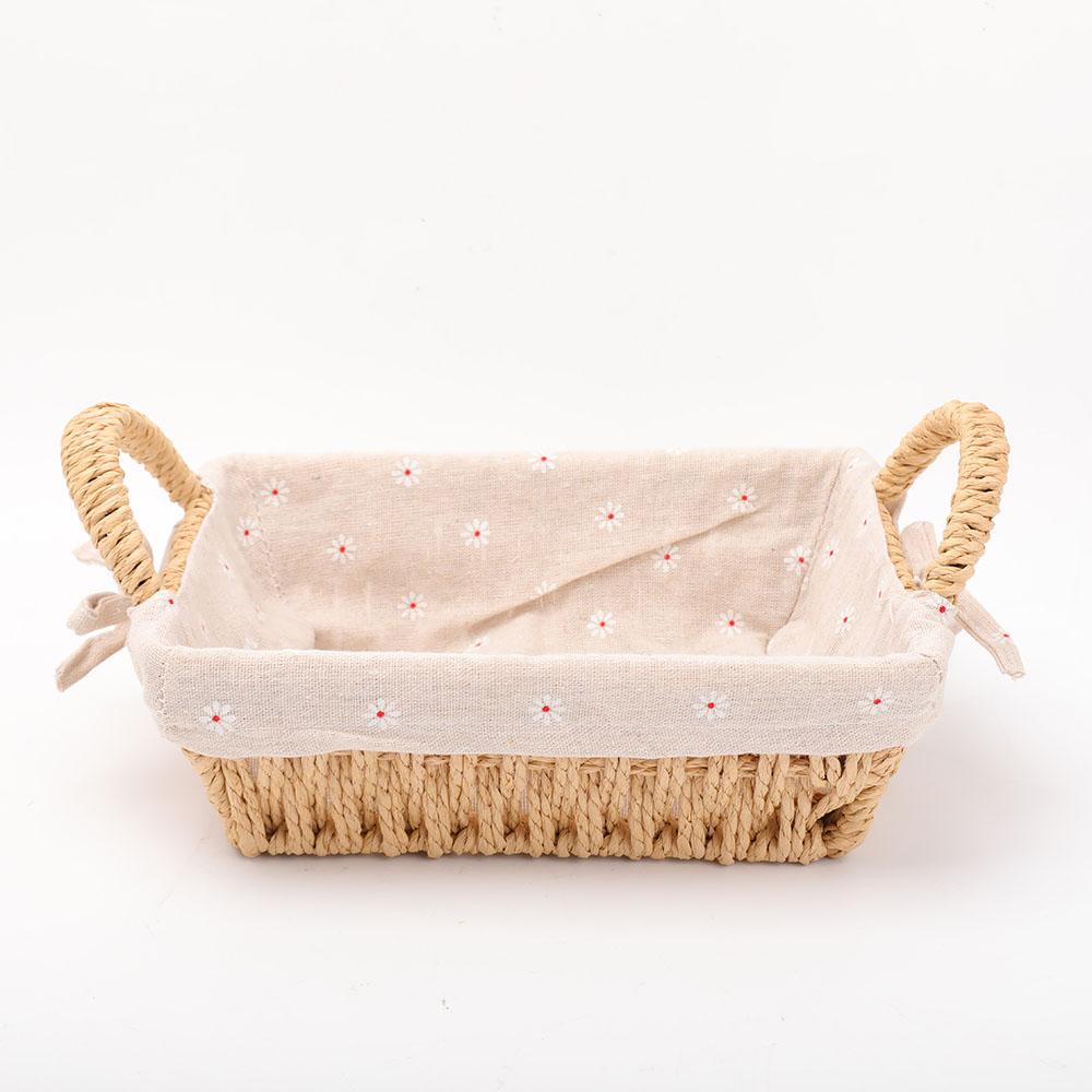 Straw Basket with Linen Lining