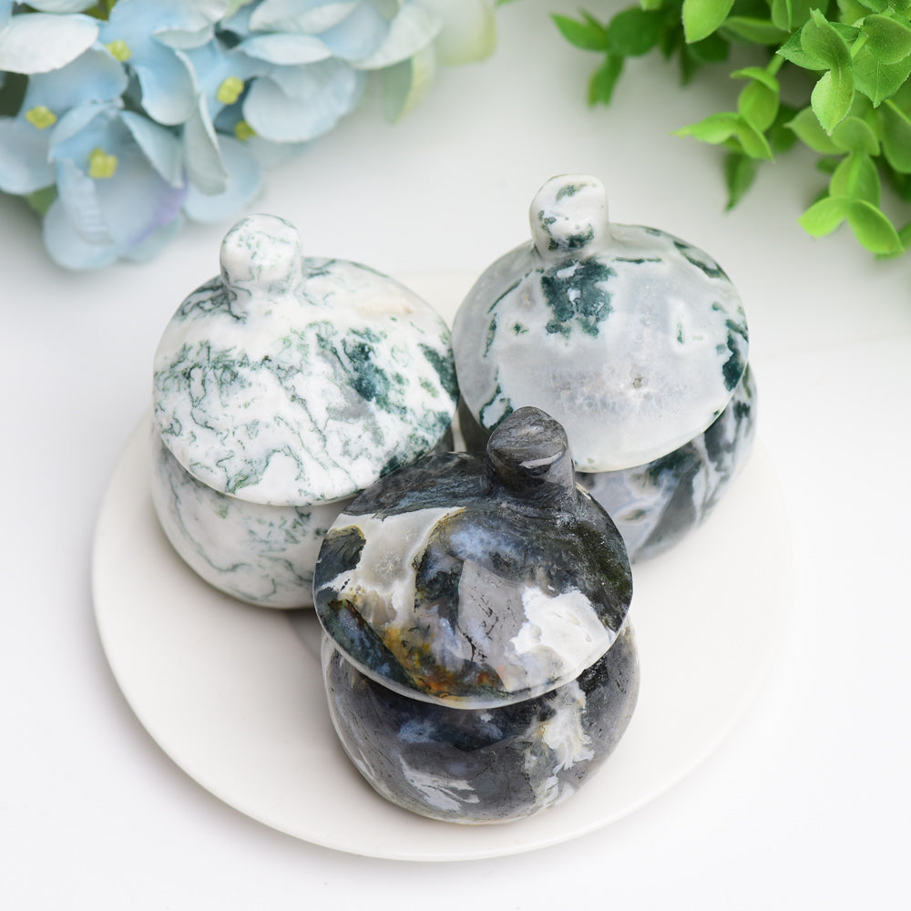 2.5" Moss Agate Mushroom House Crystal Carving Plants Free Form Bulk Best Crystal Wholesalers