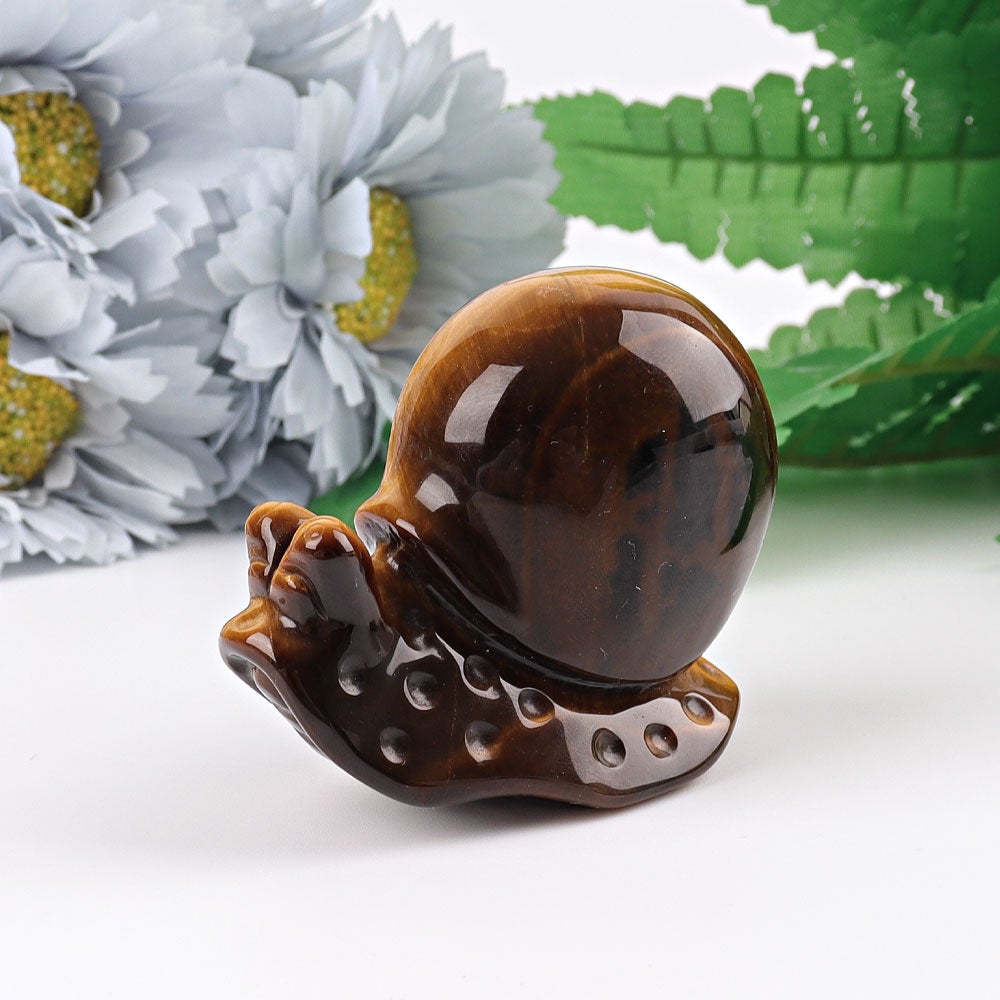 2.5" Tiger's Eye Snail Crystal Carvings Animal Bulk Best Crystal Wholesalers