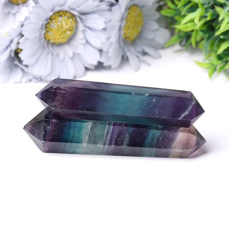 Natural Rainbow Fluorite Double Towers Points Bulk Crystal Double Towers For Decoration For Gift Best Crystal Wholesalers