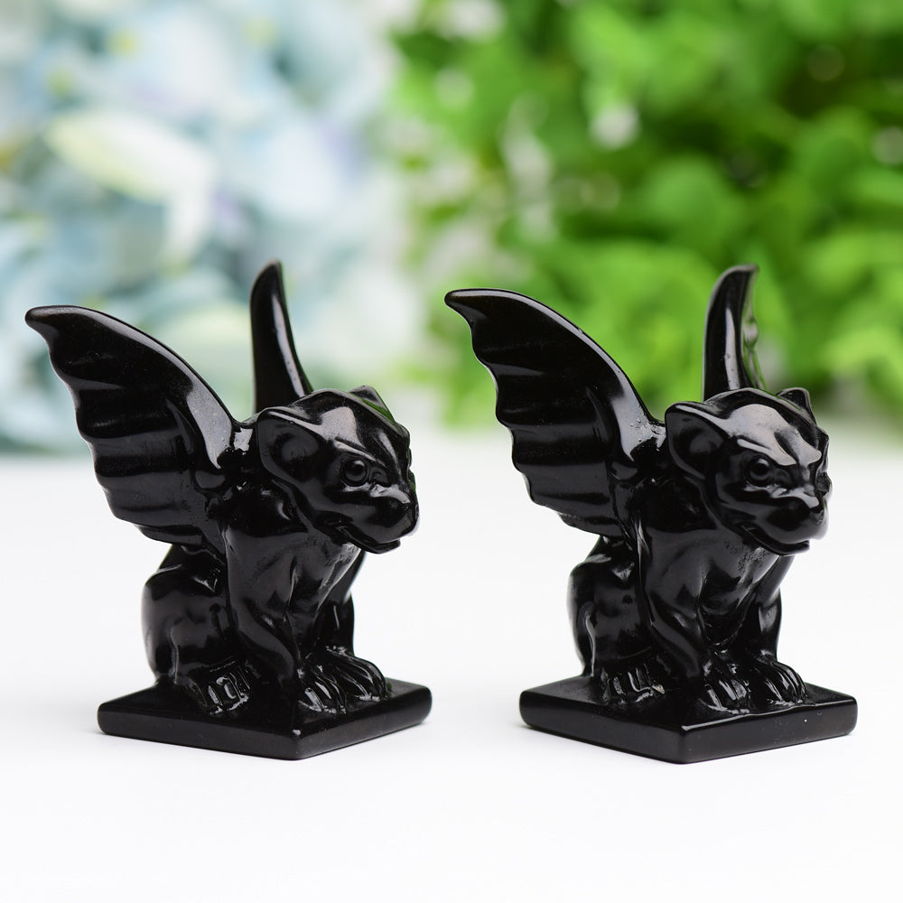 2.2" Black Obsidian Gargoyle Crystal Carving Cartoon Bulk Best Crystal Wholesalers