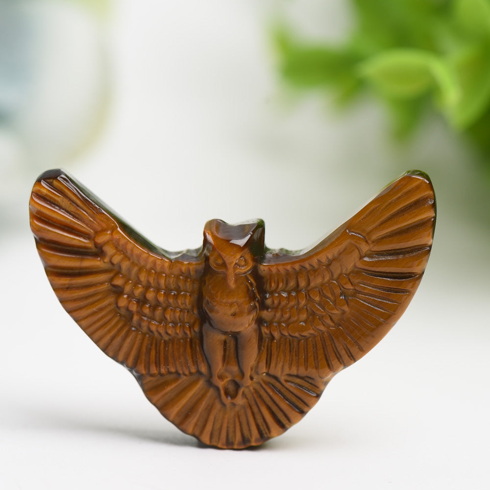 1.8" Yellow Tiger's Eye Flying Owl Bulk Wholesale