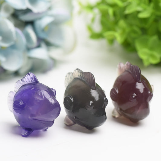 2.0" Fluorite Fish Crystal Carving Bulk Wholesale