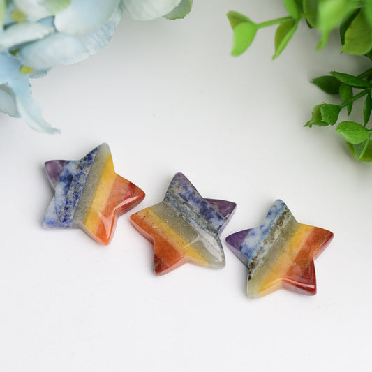 1.1" Chakra Star Crystal Carving Bulk Wholesale