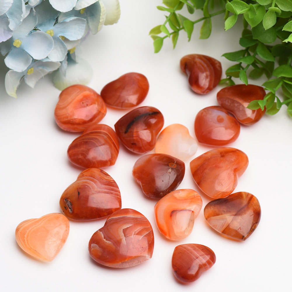 Carved carnelian hearts