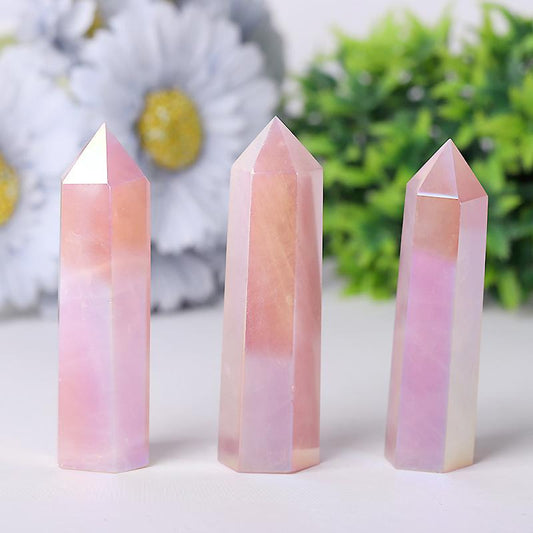 Wholesale Aura Rose Quartz Towers Points Bulk for Collection Best Crystal Wholesalers