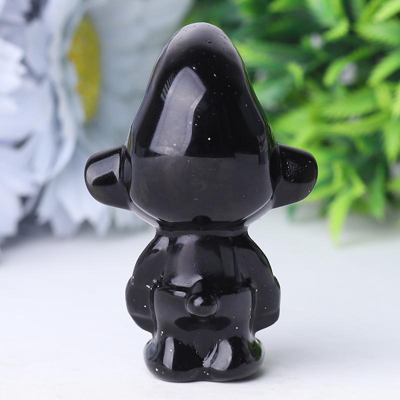 2.5" Black Obsidian Smurfs Crystal Carvings Cartoon Bulk Best Crystal Wholesalers