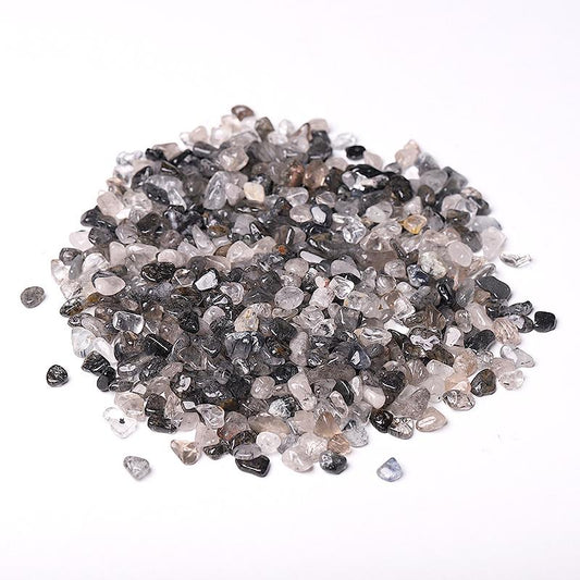 0.1kg Different Size Natural Blak Tourmaline in Quartz Chips Crystal Chips for Decoration Best Crystal Wholesalers