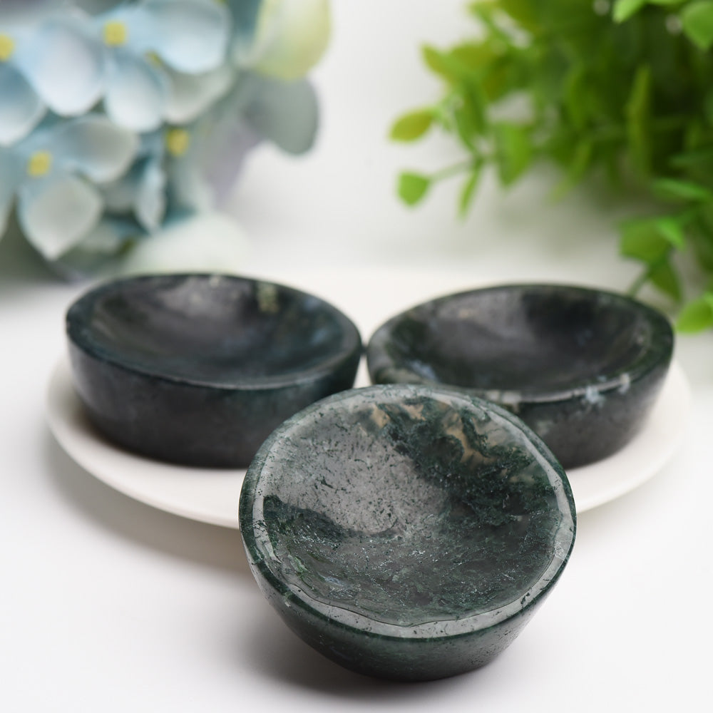 2.2" Moss Agate Bowl Crystal Carving Bulk WholesaleBest Crystal Wholesalers