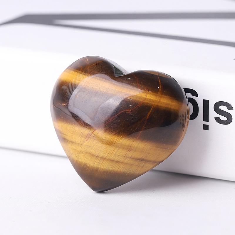 2" Tiger's Eye Heart Crystal Carvings Best Crystal Wholesalers