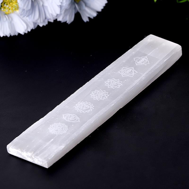 7.5" Selenite Stick Wand with Laser Engraved Chakra Pattern Bulk Best Crystal Wholesalers