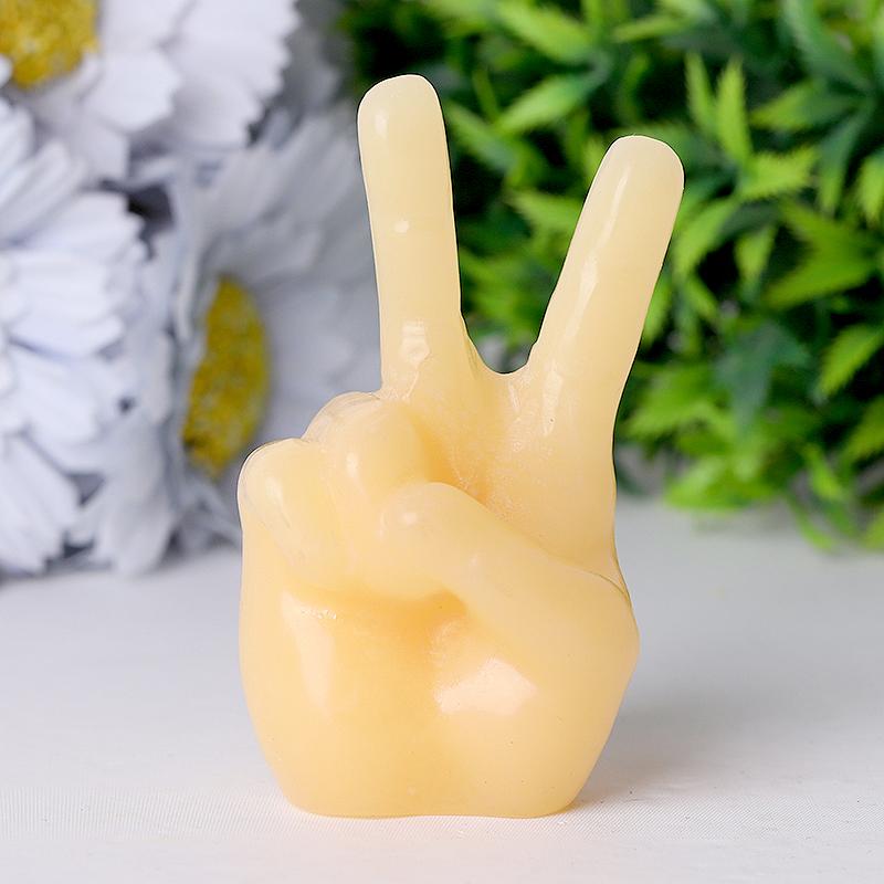 3" Yellow Jade Victory Hand Crystal Carvings Model BulkBest Crystal Wholesalers